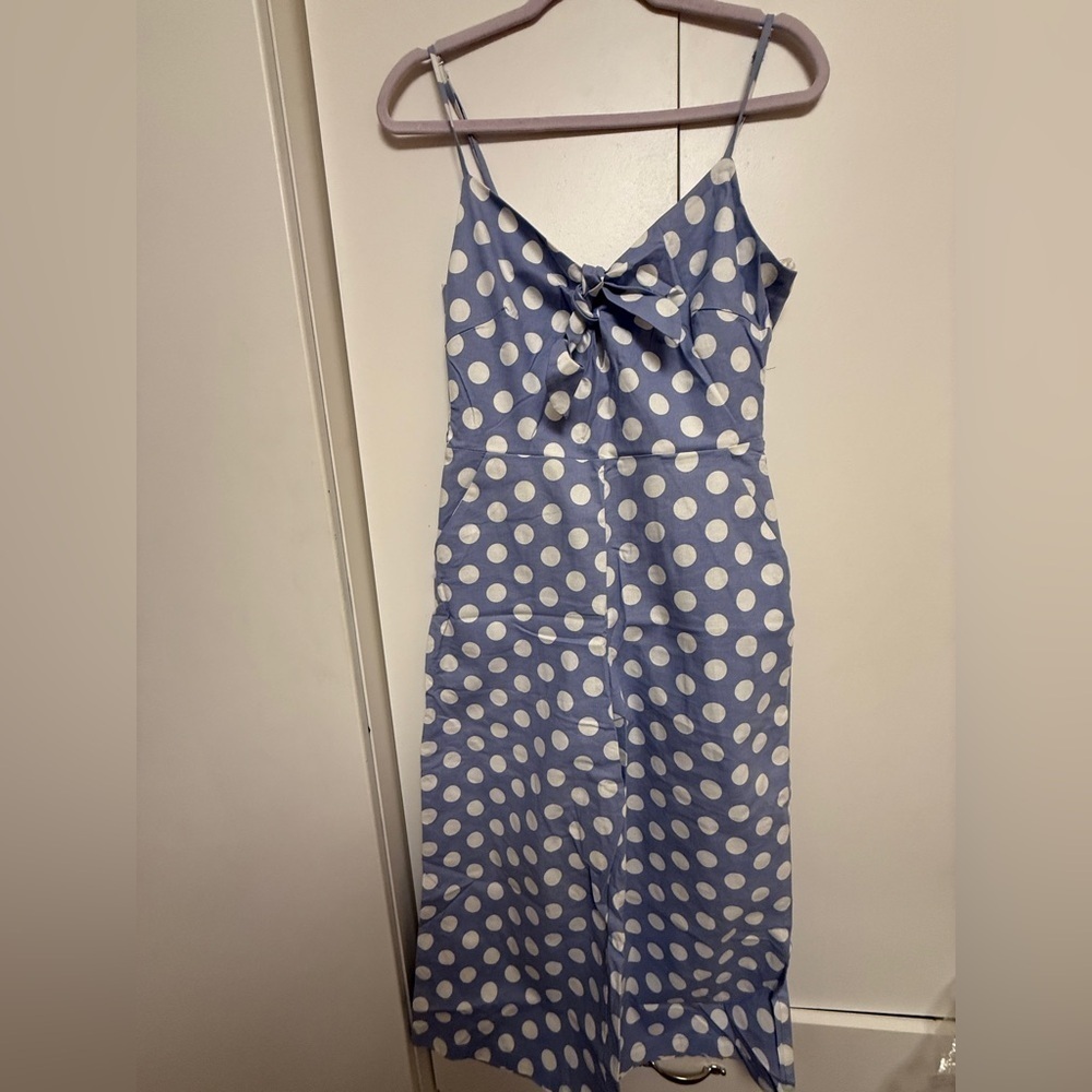 NWOT | Main Strip Blue Polka Dot Jumpsuit/ Romper Midi Size L